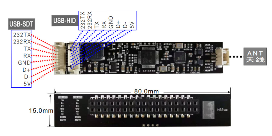 博雅英杰N53內置身份證閱讀器模組線序圖